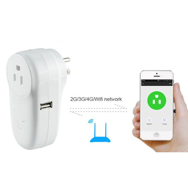 Universal Wifi Enabled Power Outlet , Wireless Plug Socket With USB Port Compatible