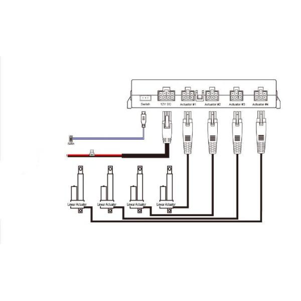 3-4 Linear Actuator Synchronous Control System Remote and Wired Switch Operation