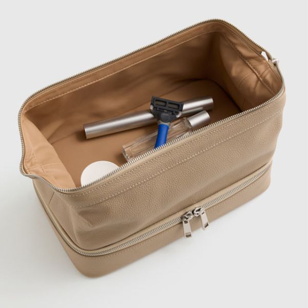 Women Travel Leather Cosmetic Cases Large Capacity Dual Compartment Water Resistant