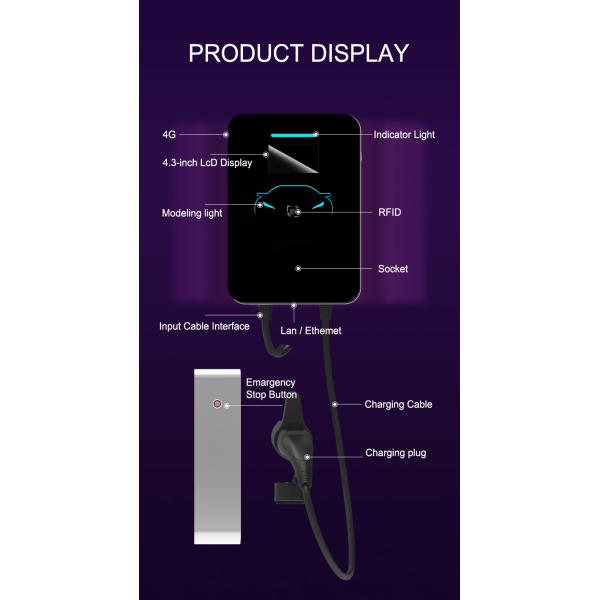 Home EV Charger Wall Mounted Type2 Interface Standard 2*7kW Dual Gun Charging Station 14kW 44kW Electric Car Charger