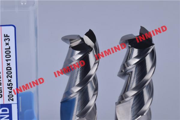 HRC50 End Mill Bits For Aluminum 3 Flute No Coating Grain Size 0.8 um Bright Surface