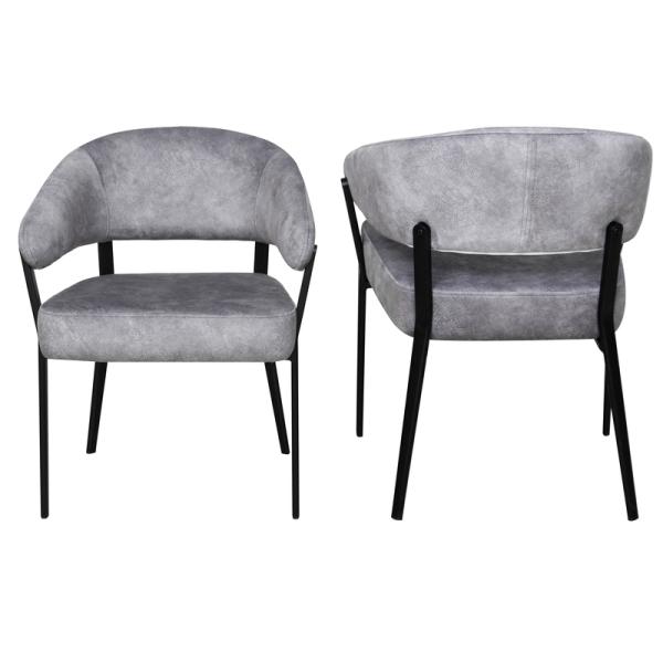 Modern Design Grey Upholstered Arm Chair With Accent Appearance And Low Back Dc-7553