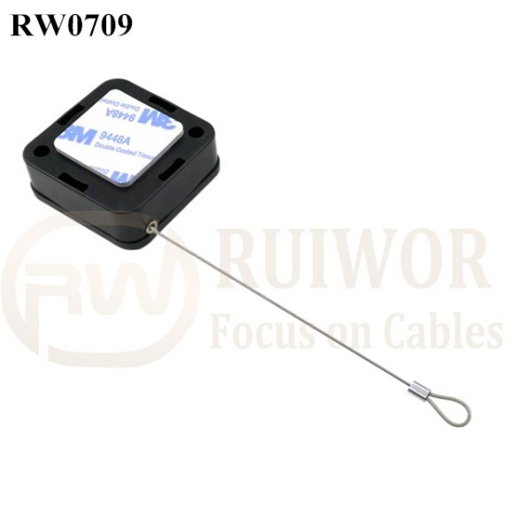 RW0709 Square Retractable Cable Plus Size Customizable Fixed Loop End For Retail Display Protection