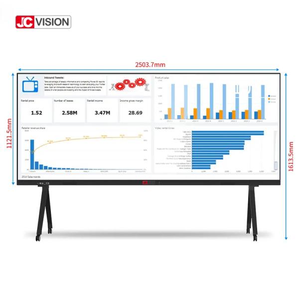 JCVISION 105 Inch Infrared Touch Smart Board Android 11 Interactive Whiteboard