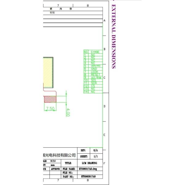 Custom Small TFT Display LCD Module 128x64 SPI Interface 0.96 Inch