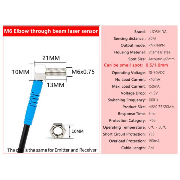 LUOSHIDA DC 3 Wire All Series Through Beam Laser Sensor 20m / 30m Sensing Distance