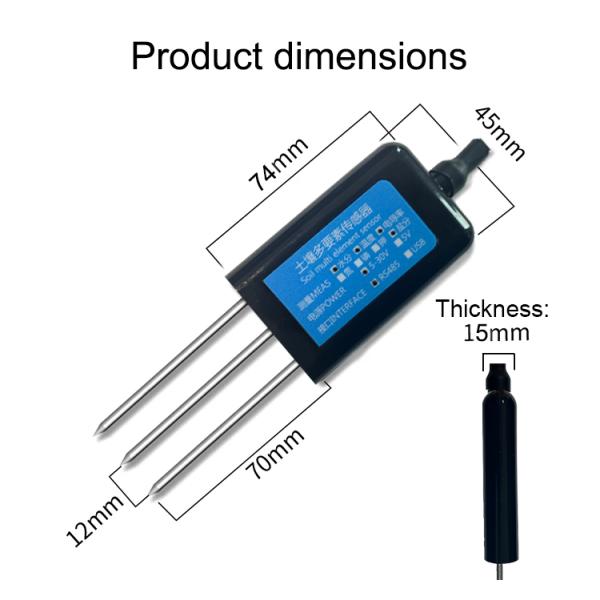 VWC Moisture Temperature Conductivity EC Probe 70mm Length for Soil Moisture Testing