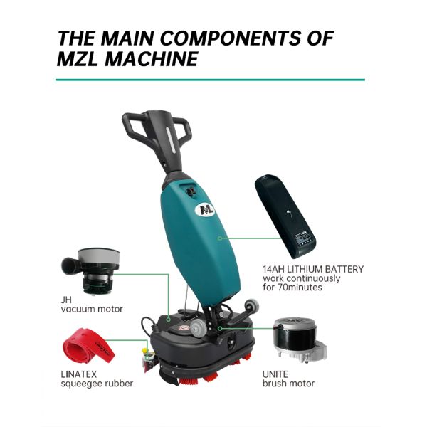 560mm Squeegee Width Mini Floor Scrubber Machine, Battery Powered for Hospitals and Commercial Premises