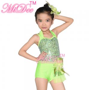 Wholesale Confetti Halter Neck Sequin Dress , Shuttle Pleated Skirt Dress Dance Clothes For Kids from china suppliers