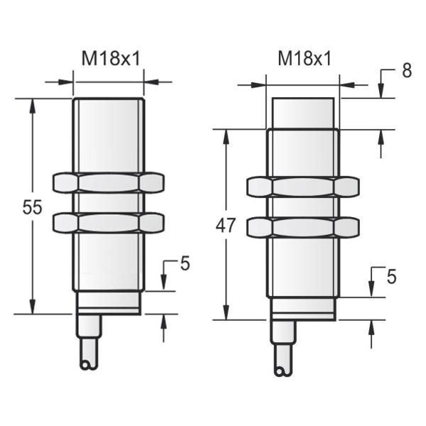 Metal Tube M18 2 Wire Proximity Sensor 20-250VAC Cylindrical Inductive With 2M Cable