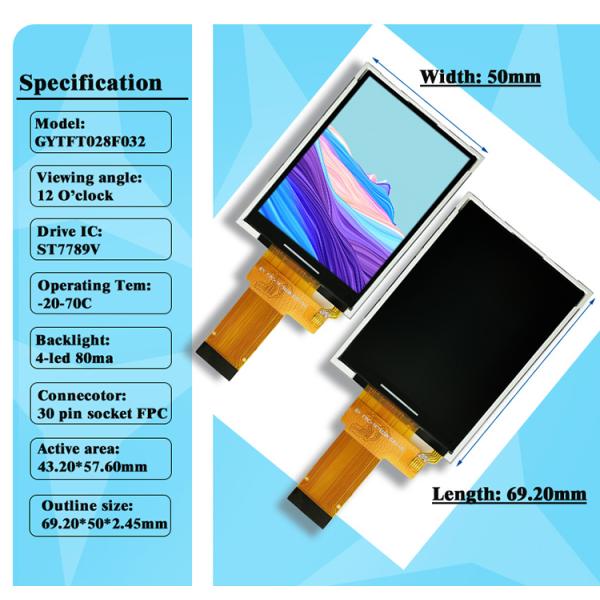 2.8 Inch TFT LCD Display with 240x320 Resolution and Parallel Interface