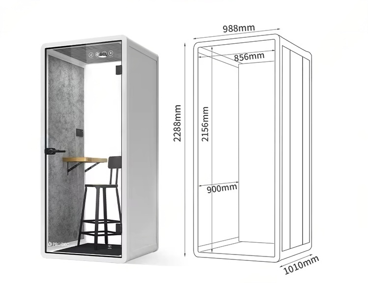Modular Office Phone Booth White Acoustic Office Pods Customized With An Aluminum Alloy Frame