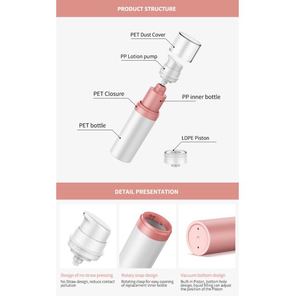 30ml 50ml Pump PET Packaging Cosmetic Replaceable Refillable PET Double Wall Face Cream Bottle