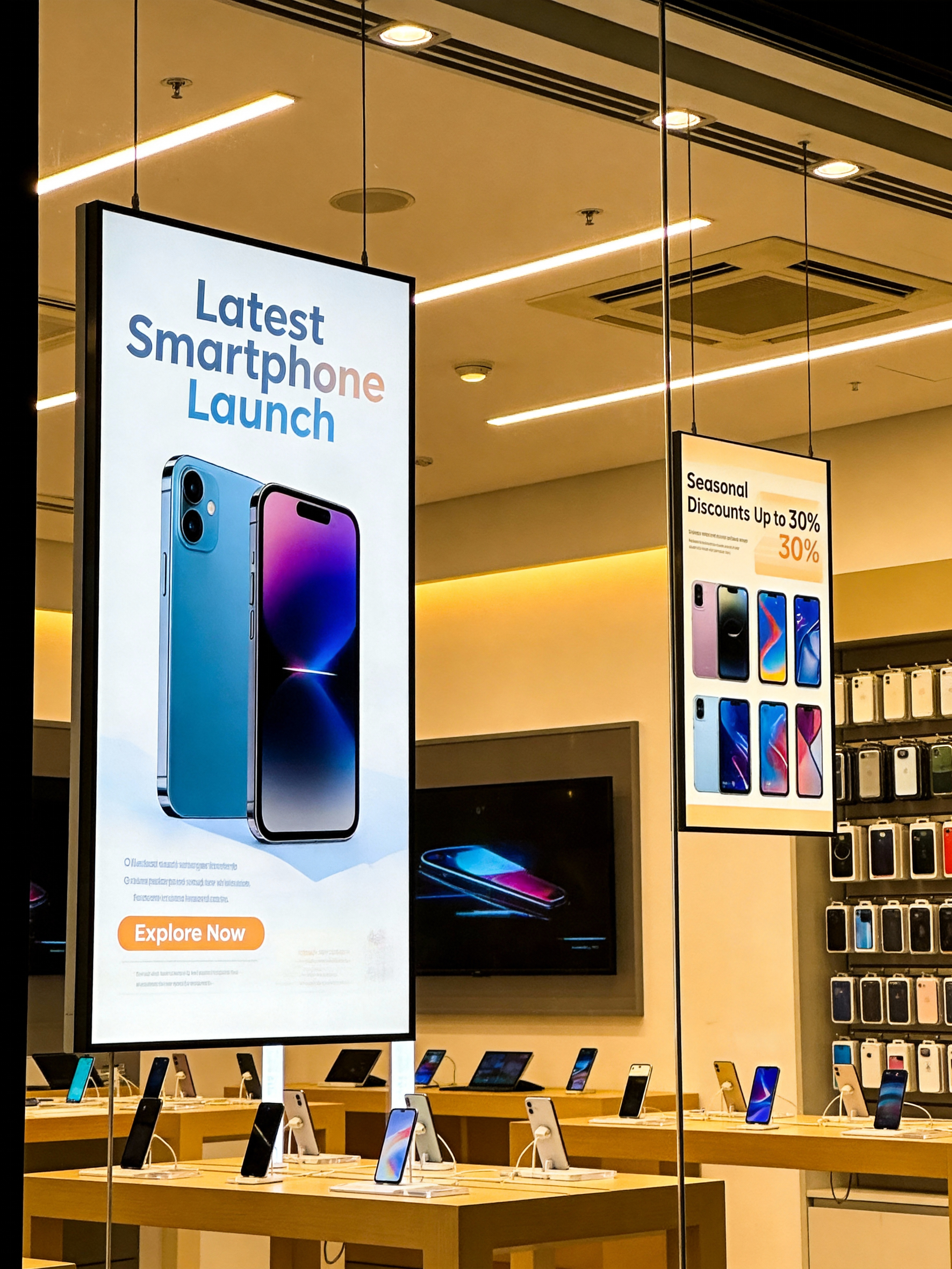 Anti Glare Screen Digital Window Displays 55" Android 11 OS