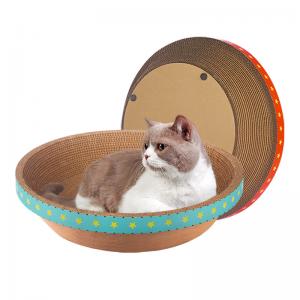 China Durable Round Cardboard Cat Bed Bowl Shape Corrugated Cat Scratching Pad 700g on sale