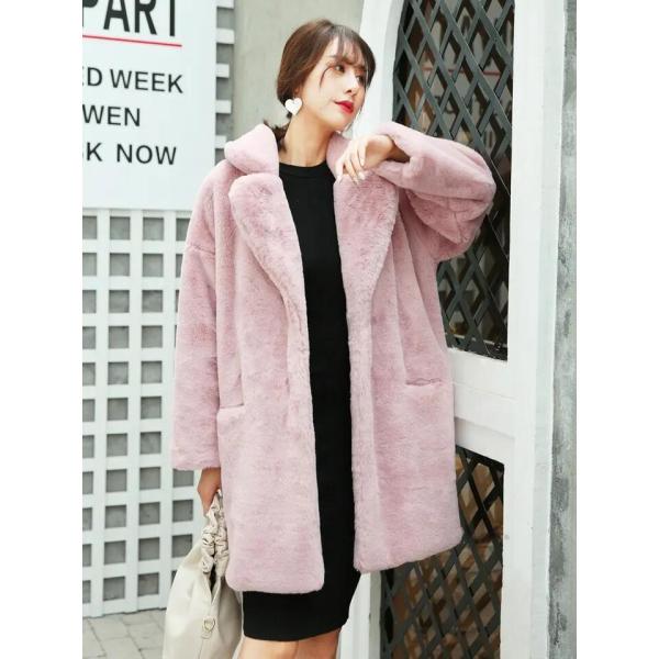 Winter Custom Long Sleeves Faux Fox Fur Coat Faux Rabbit Fur Women Long Faux Fur Coat for Ladies