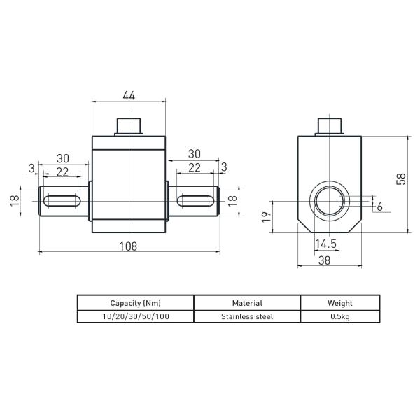 Column High Capacity Stainless Steel Load Cell Sensor For Torque Force Measurement