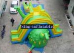 Outdoor Green / Yellow Dinosaur Inflatable PVC Tarpaulin Dry Slide Customized