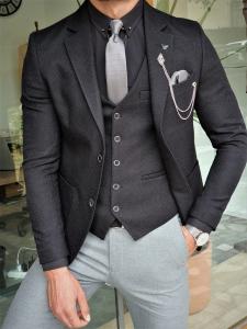 Wholesale Black Slim Fit Stretch Suit from china suppliers