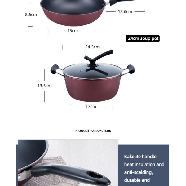 Non Stick Multifunctional Kitchen Cast Iron Cookware Set With Bakelite Handle