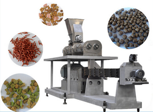 Floating Fish Feed Extruder Machine , PLC Control Animal Feed Pellet Machine