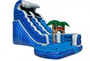 China Forest Adventure Inflatable Water Slide And Pool , Bouncy Double Water Slide on sale