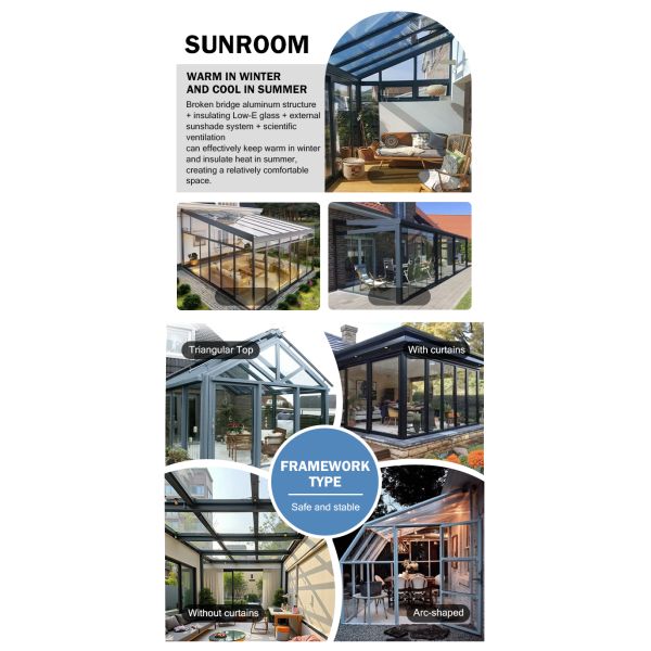 Manufacture Outdoor Modern Designs Waterproof Customizable Aluminum Alloy Frame Sunroom Movable Sunroom