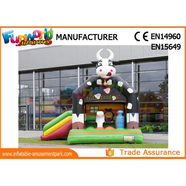 Large Inflatable Bouncer Slide / 0.55mm PVC Tarpaulin Inflatable Cow Bouncer