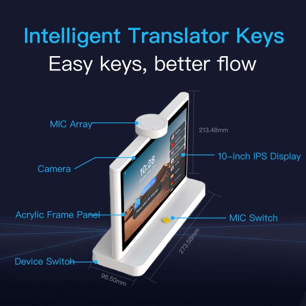 10.1 Inch OLED Display AI Smart Translator with Real Time Voice Translation Supporting 100+ Languages