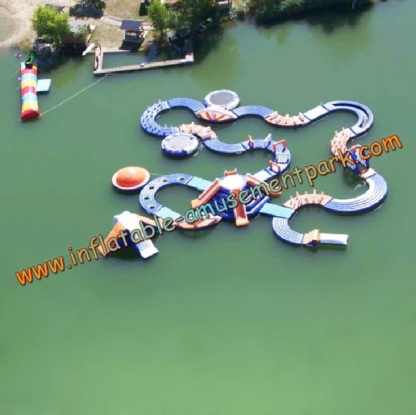 Quality 0.9mm PVC Tarpaulin Crooked Inflatable Amusement Park  For Water Sports for sale