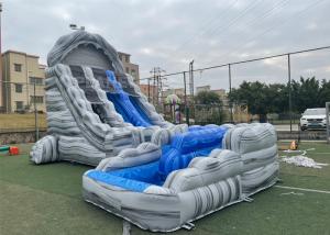 China Marble Color 0.55mm PVC Inflatable Water Slide With Pool on sale