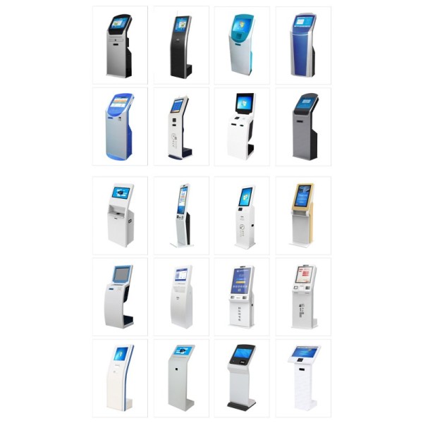 19/21.5 Inch Self-Service Queue Management Kiosk with Floor Standing LCD Display and Printer for Restaurants and Banks