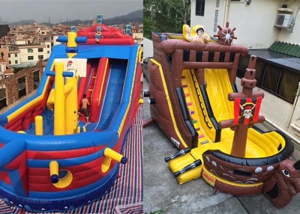 Quality Custom Giant Inflatable Pirate Ship Slide For Rental Jumping Bouncer Ship Slide for sale