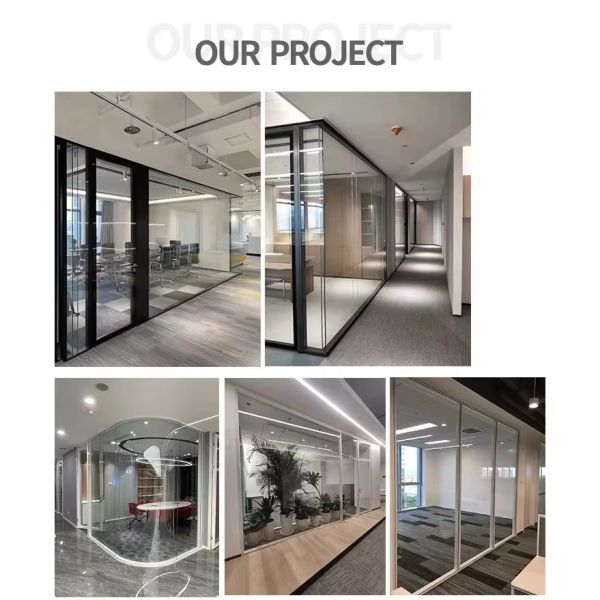 Office Partition Aluminium Profile Transparent Glass Office Divider Partition Wall