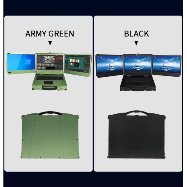 17.3 inch Triple screen military rugged laptop computer core i7 12700T with Nvidia T1000 video card workstation