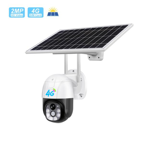 plastic outdoor low power consumption mini 1080P 2MP 4G WIFI PT camera solar security system