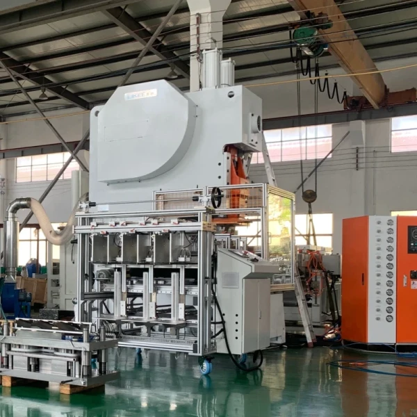 Aluminum Foil Container Machine With 3 Lines Stacker T63 3 Cavity Pan Making Machine