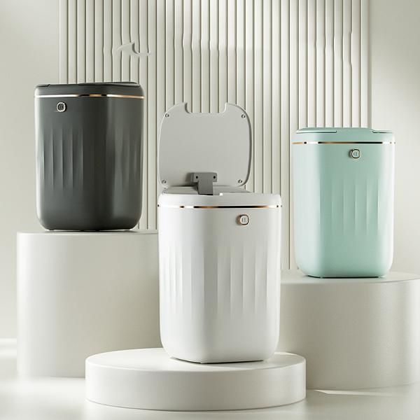13 Gallon Smart Automatic Kitchen Bathroom Biodegradable Waste Bin Round Plastic Trash Can With Lid