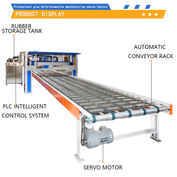 Automatic and efficient glue spraying machine conveyor line for large aluminum alloy plates aluminum veneers metal honeycomb plates