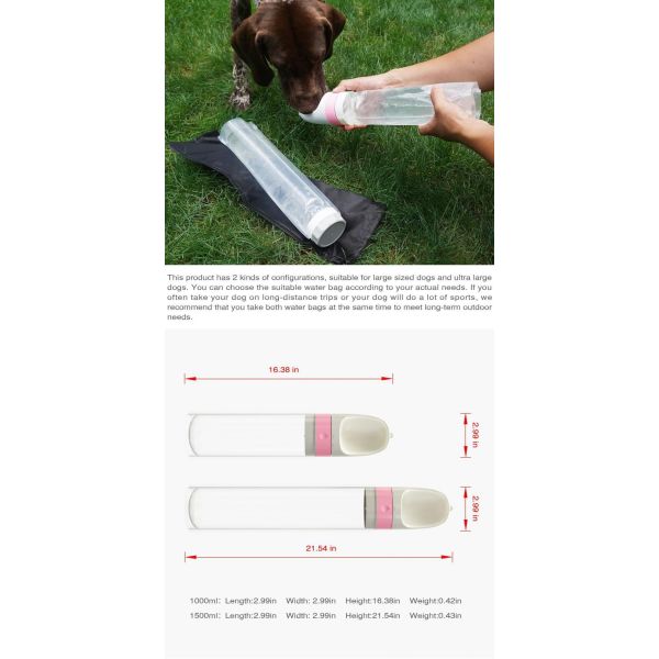 1000ml Portable Dog Water Bottle With Travel Water Bowl Leak Proof Foldable Dog Water Dispenser For Outdoor Hydration Of Large Breeds