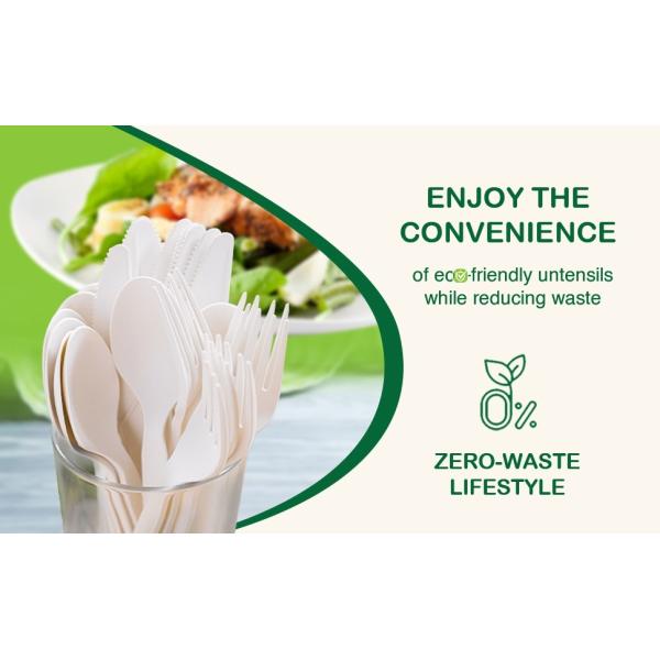 Compostable CPLA Cutlery Set, Zero Waste Serving Utensils Set, Parties Camping Trips, Biodegradable Kitchen Utensil