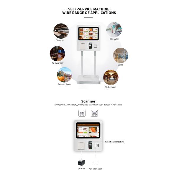 Ali Pay Support 21.5" Wall Mount Touch Screen Self Service Kiosk