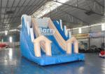 White And Blue Inflatable Water Slides / PVC Tarpaulin OEM Childrens Outdoor