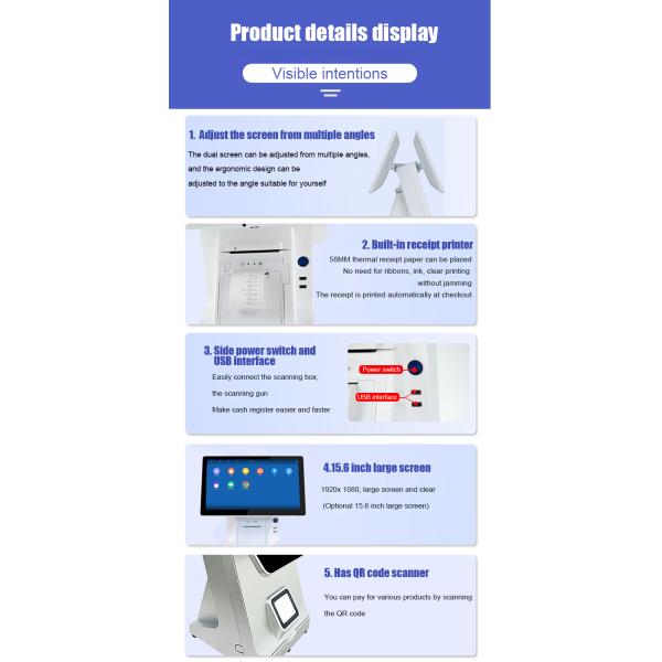 15" 15.6" Touch Self Service Automatic Payment Machine Wifi 1366x768P PC POS Monitor