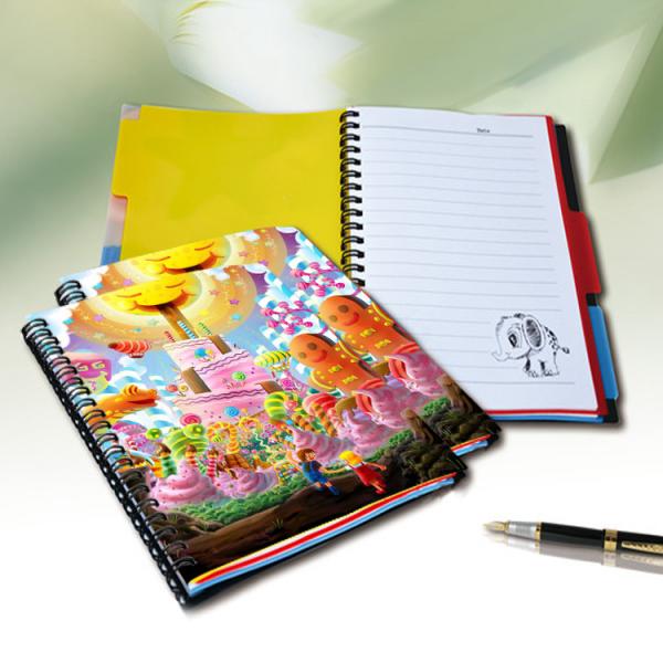 Flip A4 , A5 , A6 Size 3D Lenticular Notebook Cover For Wrinting