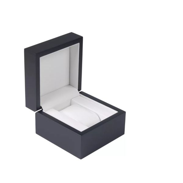 Customized Black Matte Single Watch Boxes Pu Leather Square Wooden