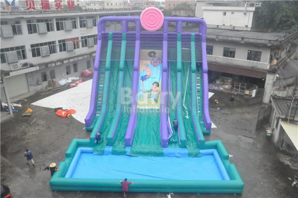 Cool 5 Lanes Giant Inflatable Water Slide With Big Pool / Adult Inflatable Games