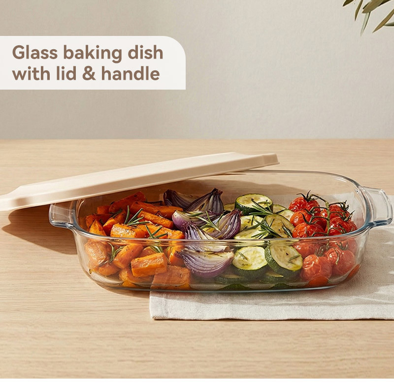 IKOO High Borosilicate Glass Baking Dish with BPA-Free PP Lid