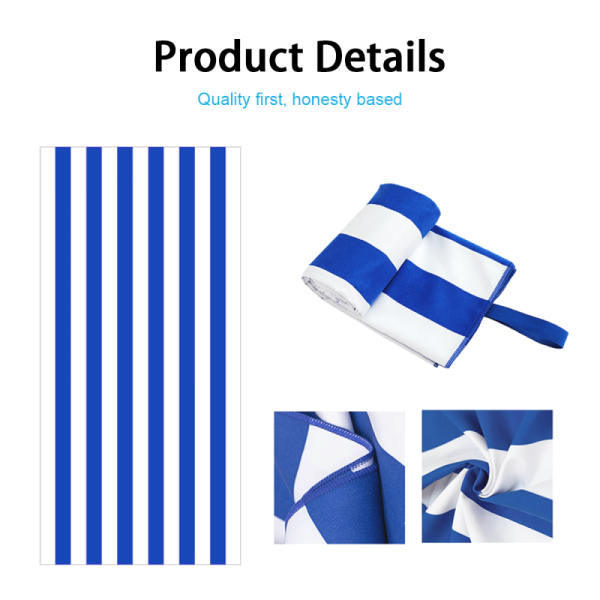 Embroidery Logo Oversized Custom Printed Striped Microfiber Suede Towel