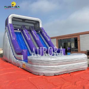 China Custom Purple Gray Inflatable Water Slide With Climbing Wall For Adventure Seekers on sale